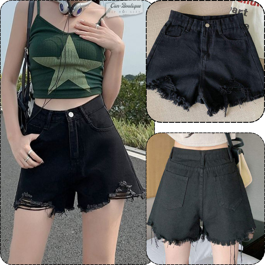 Quần Short Đùi Nữ Lưng Cao Tua Rua Tôn Dáng Bền đẹp dễ phối đồ Cunboutique-QS040