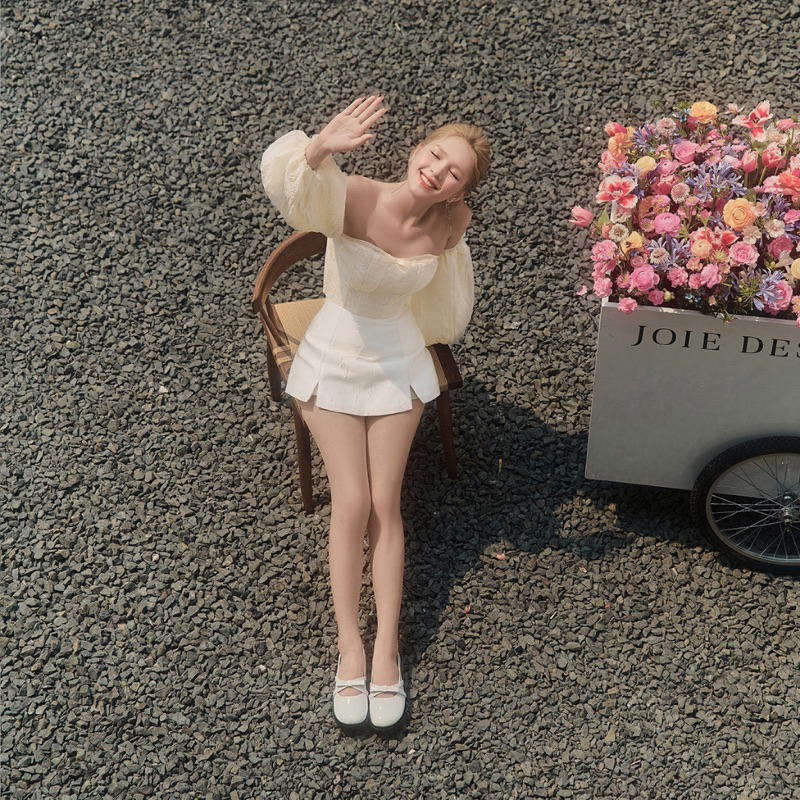 PASS JOIE DES ROSES - Áo trễ vai tơ lụa Farley Top