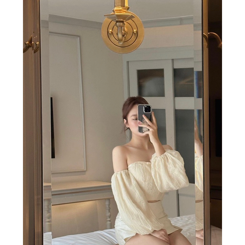 PASS JOIE DES ROSES - Áo trễ vai tơ lụa Farley Top