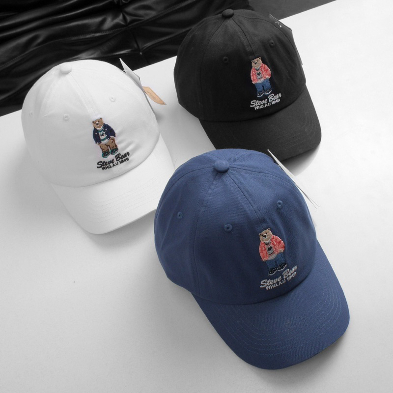 Mũ lưỡi trai Meowist Unisex WHOAU chất liệu vải Kaki logo Gấu ,nón lưỡi trai Hàn Quốc