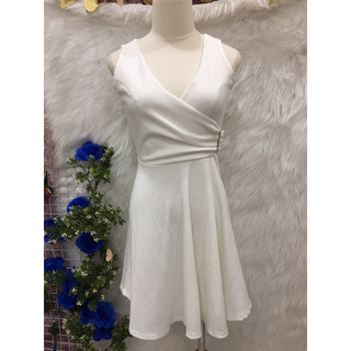 Váy Đầm Cổ V Đắp 2 hand Có khoá eo- Size S