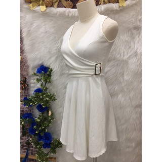 Váy Đầm Cổ V Đắp 2 hand Có khoá eo- Size S