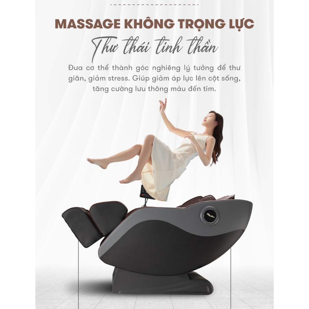 Ghế massage toàn thân ELIP E6 - Công nghệ massage 4E Plus, mát xa ấn huyệt bắp chân, 12 bài massage tự động