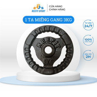 Tạ miếng tạ bánh gang 3 lỗ Reefit 3kg màu đen