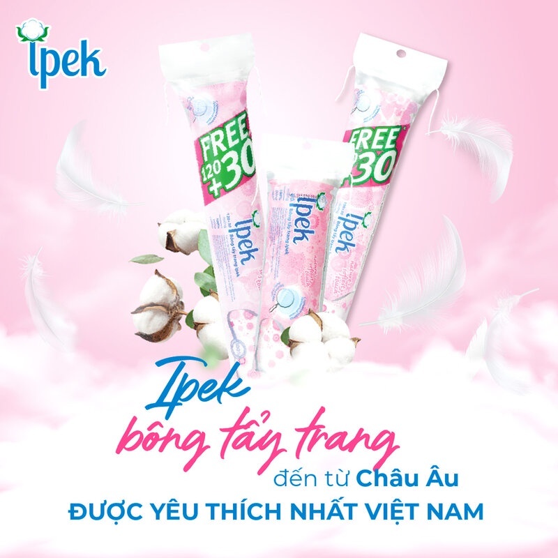 Bông tẩy trang cao cấp Ipek Thổ Nhĩ Kì chính hãng siêu mềm mịn 150 miếng, Mỹ phẩm TOP XINH