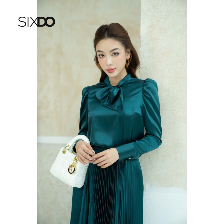 Chân váy lụa xếp li SIXDO (Pleated Midi Silk Skirt)