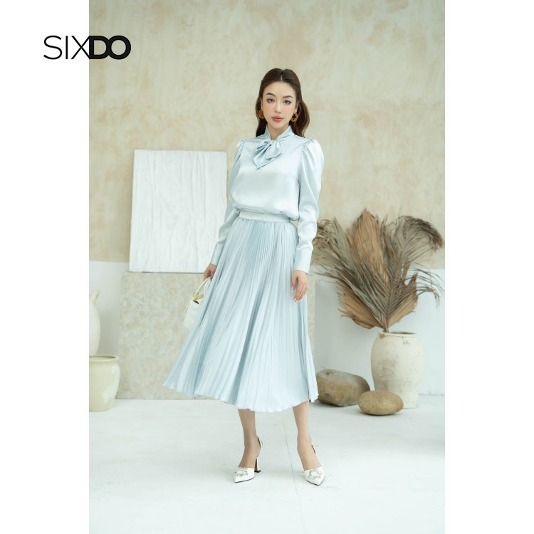 Chân váy lụa xếp li SIXDO (Pleated Midi Silk Skirt)