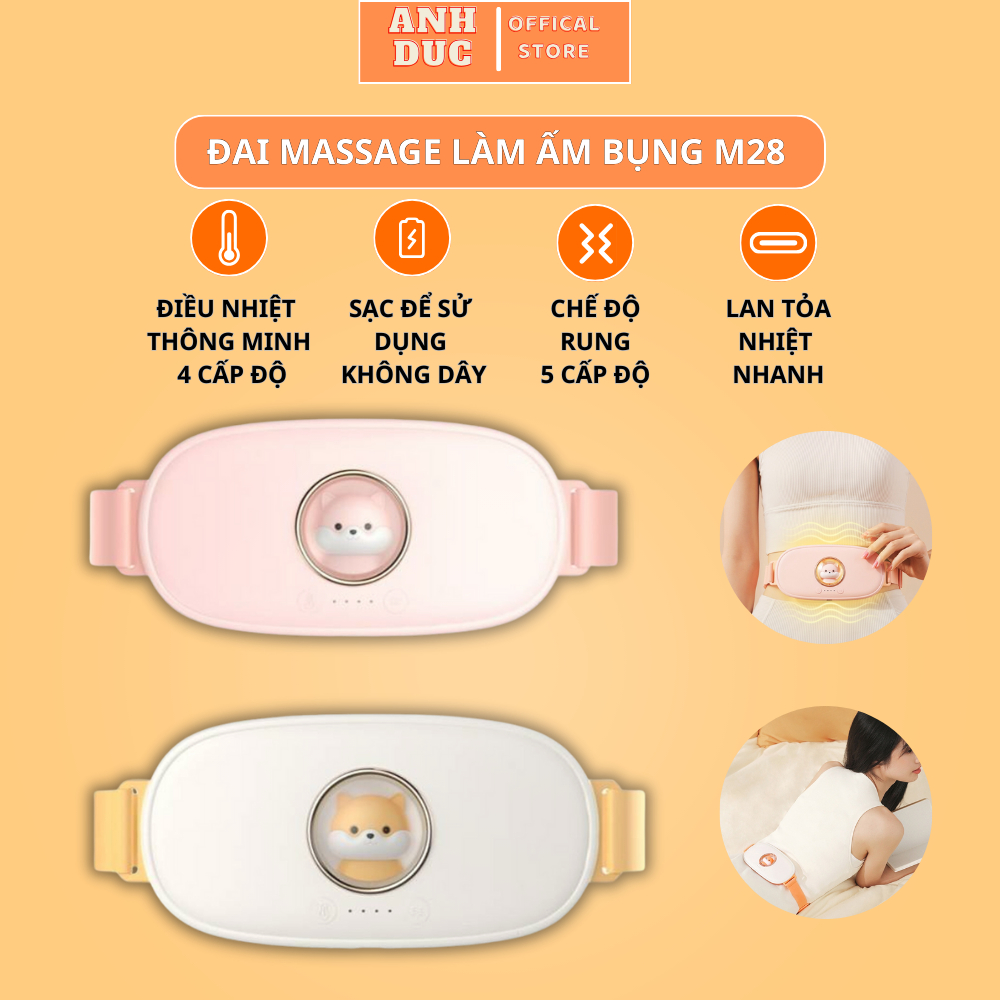 Đai Massage Làm Ấm Bụng Giảm Đau Bụng Đau Lưng Cho Phụ Nữ Đến Kì,Chườm Nóng Giảm Đau Bụng Kinh Đai Đeo Thắt Lưng