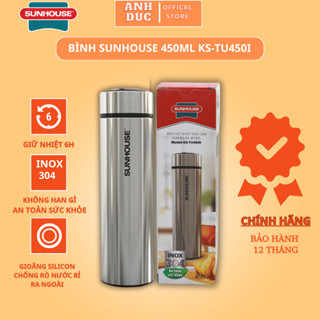  Bình Giữ Nhiệt Inox SUNHOUSE 450ml KS-TU450I Thiết Kế 2 Lớp,Chất Liệu Cao Cấp,Giữ Nhiệt Tới 6h,An Toàn Sức Khỏe 