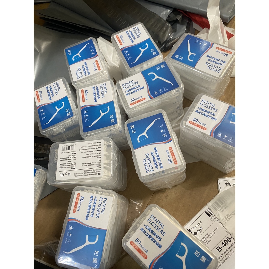 Combo 100 cây tăm chỉ nha khoa vệ sinh kẽ răng chân nướu