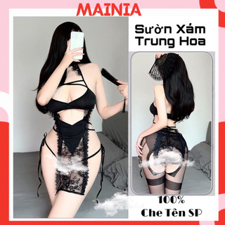 Đầm ngủ váy ngủ sườn xám trung hoa xẻ tà mainia shop 2574