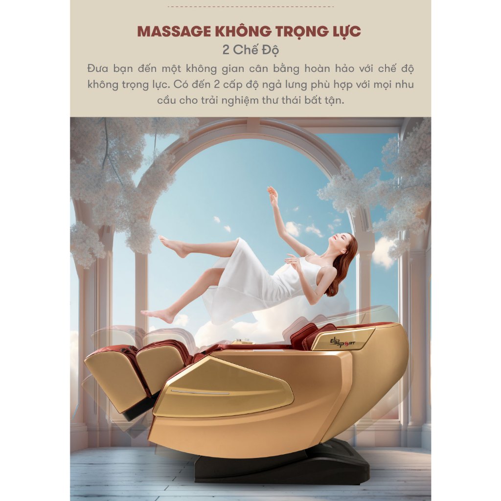 Ghế Massage Toàn Thân ELIP Olas - Công nghệ matxa 4D Plus, Trục SL Plus siêu dài, Mát xa cổ vai gáy chuyên sâu