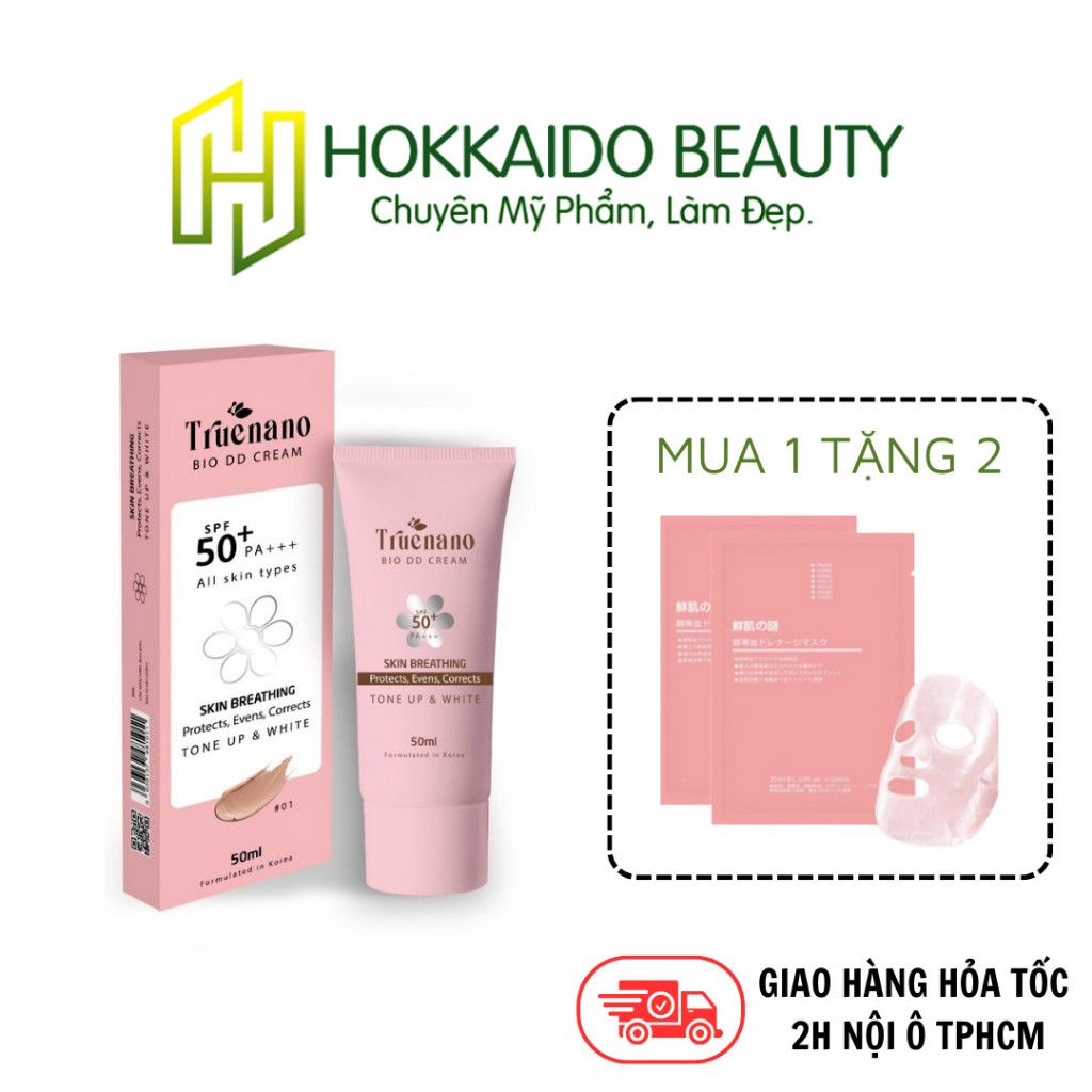 Kem Che Khuyết Điểm, Nâng Tone Da, Chống Nắng Công Nghệ Đa Sinh Học Truenano Bio DD Cream 50ml (Dược Mỹ Phẩm Thuần Chay)