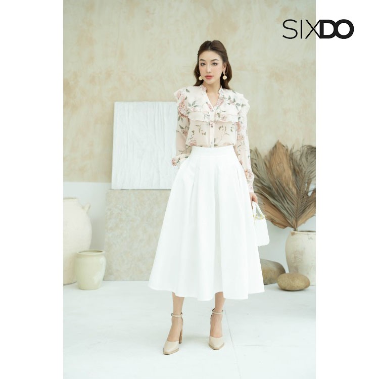 Áo sơ mi voan hoa cổ bèo SIXDO ( Floral Long Sleeves Top)