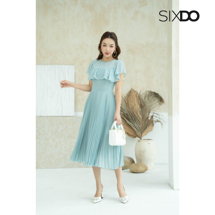 Đầm xếp ly tay bèo SIXDO (Pleated Midi Woven Dress)