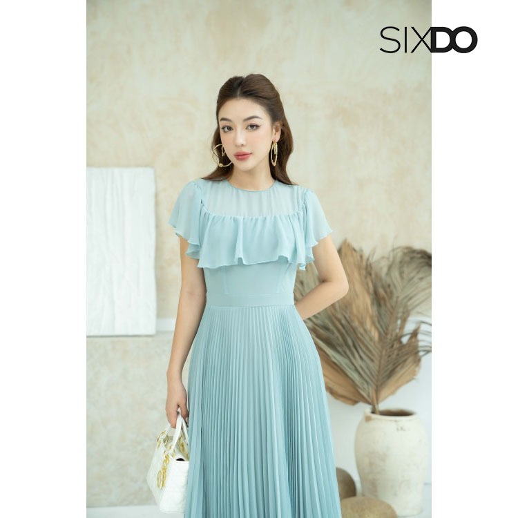 Đầm xếp ly tay bèo SIXDO (Pleated Midi Woven Dress)