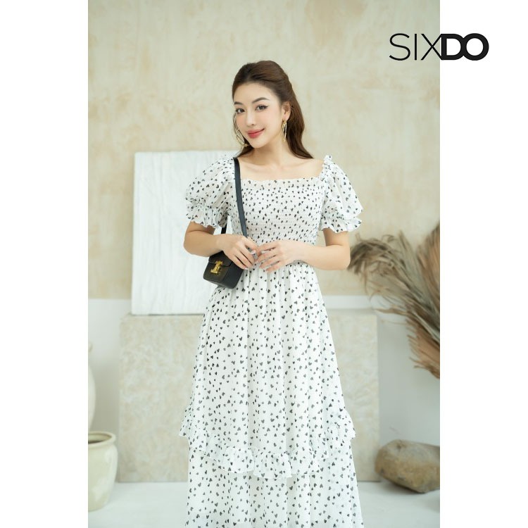 Đầm midi chấm bi SIXDO (Polka Dot Midi Voile Dress)
