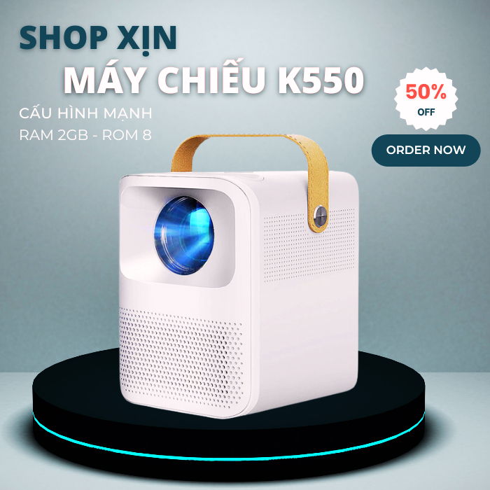 Máy chiếu mini KAW K550 Plus siêu nét, Kết nối wifi, bluetooth, dễ dàng kết nối điện thoại, máy tính