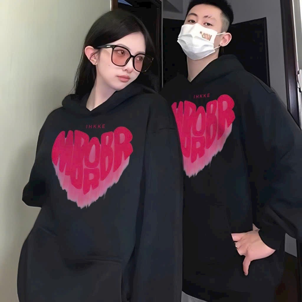 Áo khoác hoodie Nam Nữ cặp đôi logo in hình TIM đỏ form rộng mẫu mới được bạn trẻ yêu thích hiện nay TS