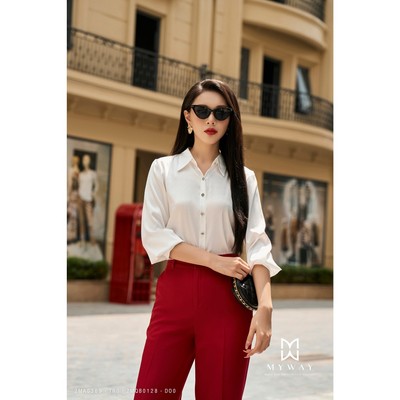 Áo Sơ Mi Nữ Công Sở MY WAY Cổ Đức Tay Lỡ Sang Trọng 2MA0369