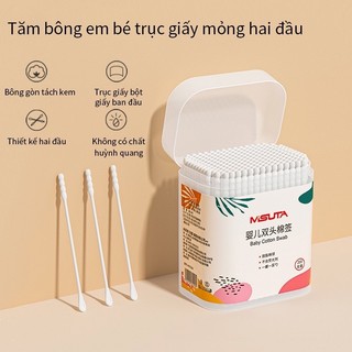 Tăm Bông Misuta, V-coool Cho Bé Sơ Sinh Chất Liệu Bông Tự Nhiên, Thấm Hút