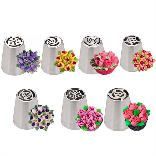 Bộ 7 đui bắt hoa, bắt bông kem 3D trang trí bánh kem