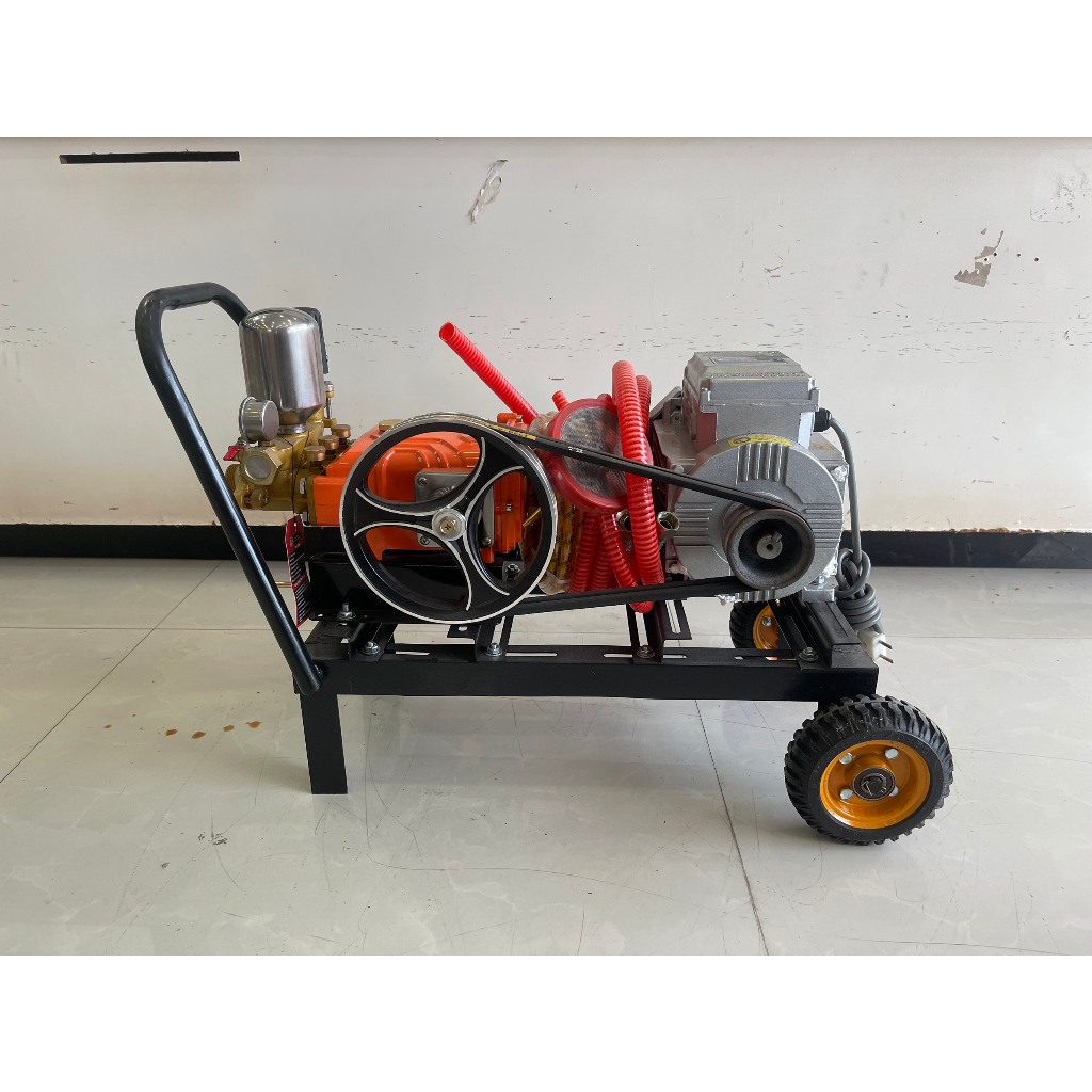 Bộ rửa xe dây đai phun xịt côn trùng công suất 2hp motor 2.2kw chân kê bánh xe tặng kèm 5m dây xịt