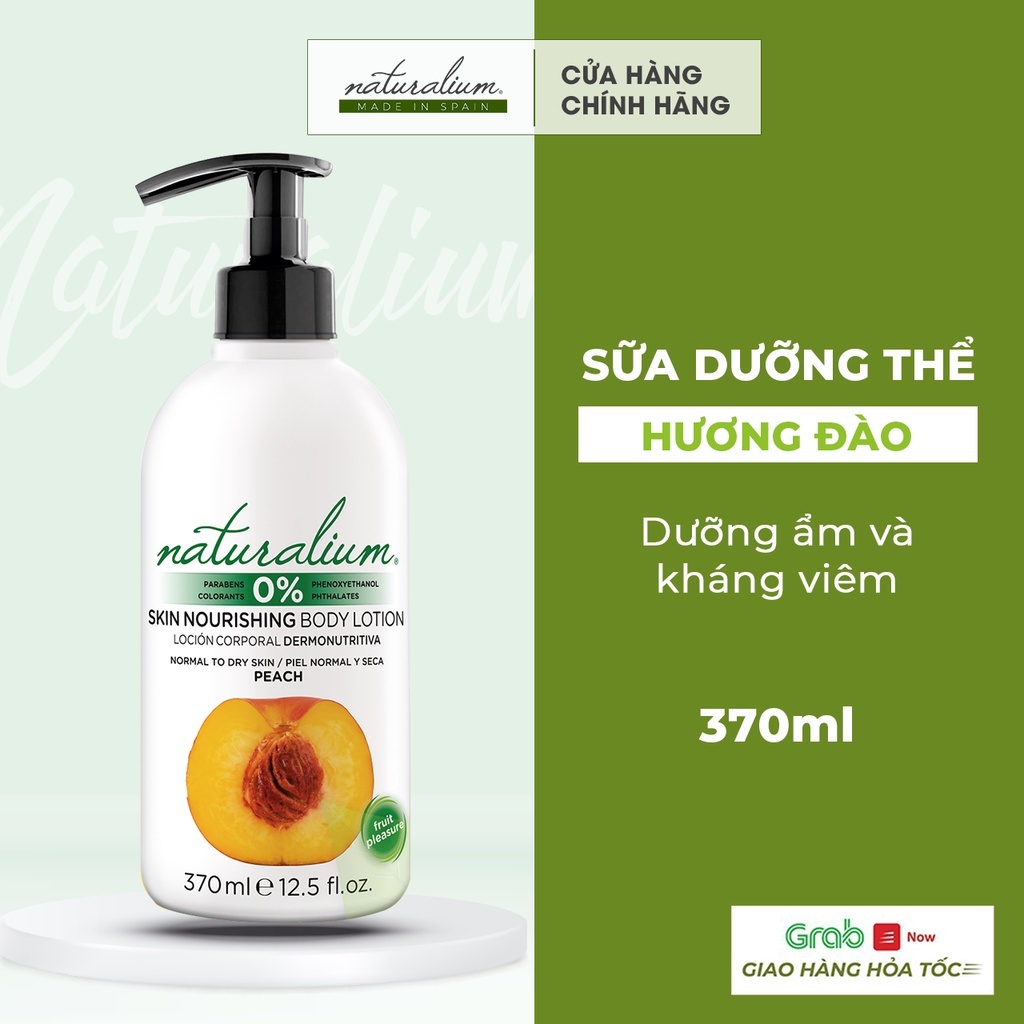 Sữa dưỡng thể NATURALIUM Skin Body Lotion hương Đào 370ml loại bỏ tế bào chết, se khít lỗ chân lông & chống kích ứng da