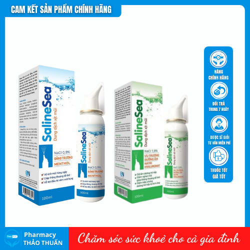 Xịt muối mũi nước biển sâu SalineSea chai nhôm 100ml dùng vệ sinh mũi hàng ngày cho trẻ từ sơ sinh