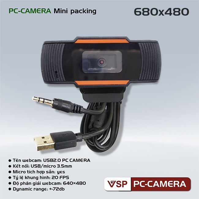 WEBCAM tích hợp mic HD PC-CAMERA - 480PX-720PX  Hàng chính hãng Full Box