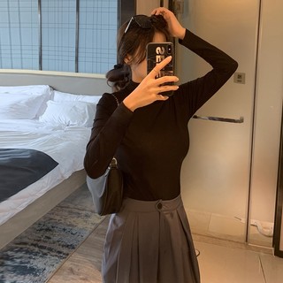 Áo giữ nhiệt nữ dài tay cổ cao có lót lông chất thun co giãn thời trang cao cấp L016