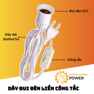 Bộ dây đui đèn liền công tắc Hinoki dài 5m và 7m kèm bóng đèn led Alu từ 5W-60W