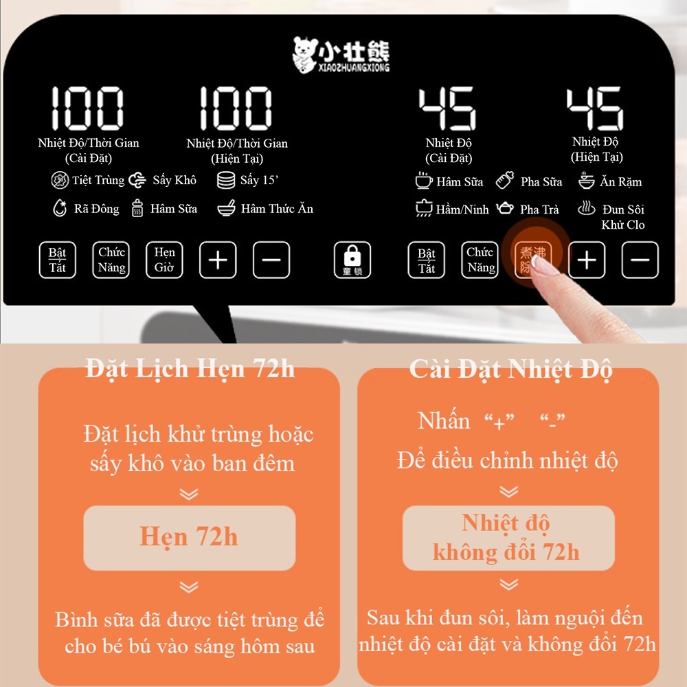 Máy Tiệt Trùng Bình Sữa Hâm Sữa Sấy Khô Và Máy Đun Nước Pha Sữa Đa Năng 6 Trong 1 - All In One