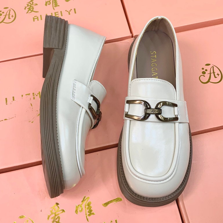Giày loafer nữ đế cao 5cm PD-L525 bản khuy ngang cao cấp fullbox