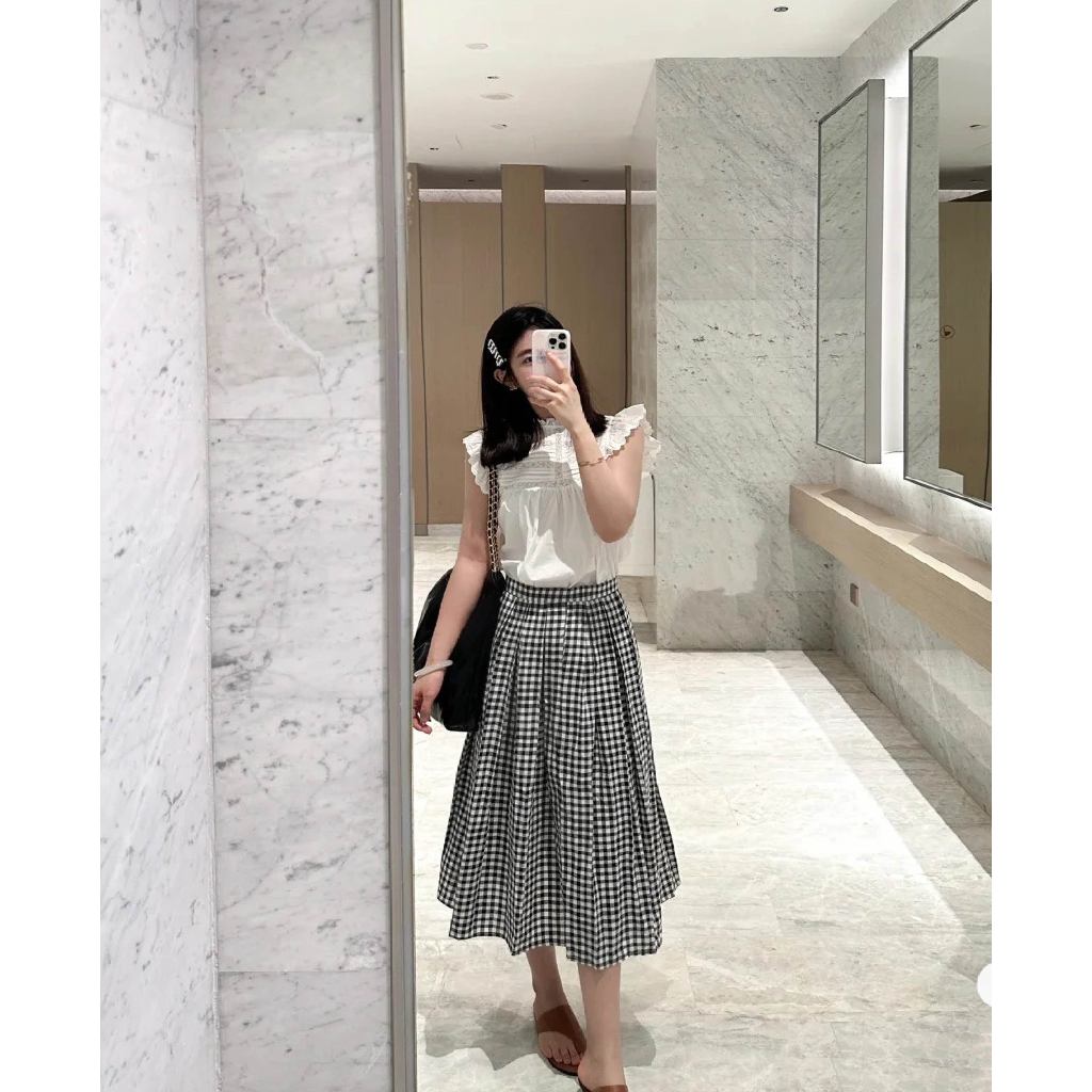 Áo cánh tiên Cerise vải thêu ở tay có phối ren trước ngực, chất liệu thô Hàn thoáng mát full size tiểu thư