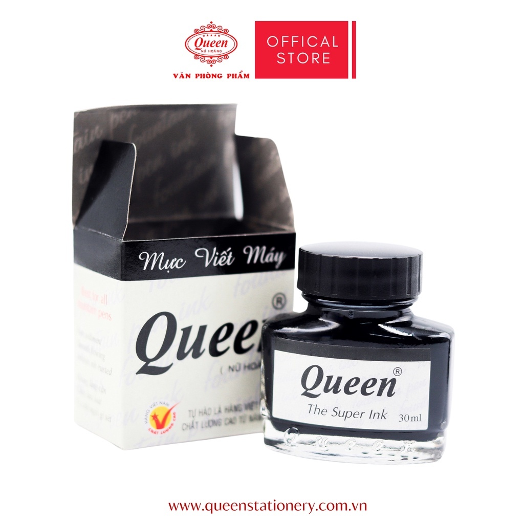 Mực viết máy  Queen 30ml chính hãng. Tím, xanh, đen