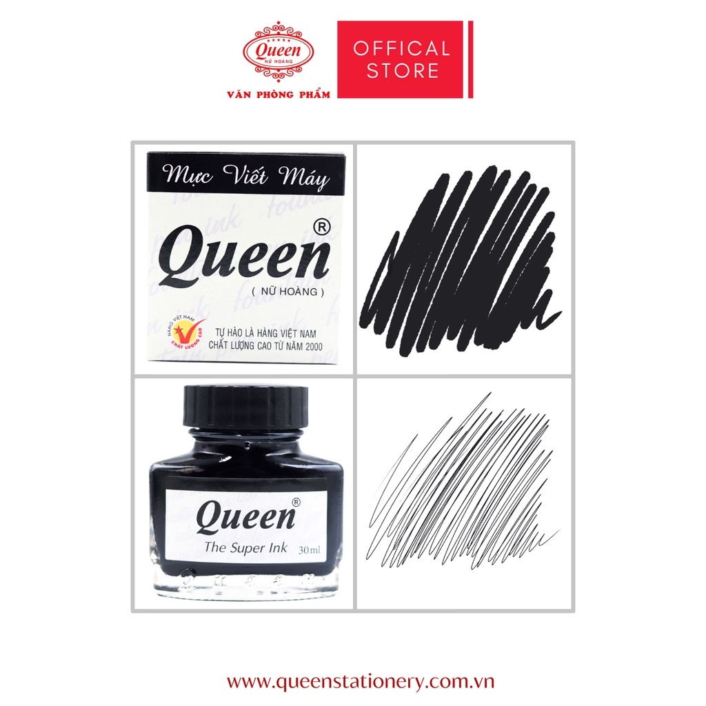 Mực viết máy  Queen 30ml chính hãng. Tím, xanh, đen