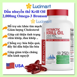 Viên uống dầu nhuyễn thể Krill Oil 2000mg Omega-3 Bronson [Hàng Mỹ]