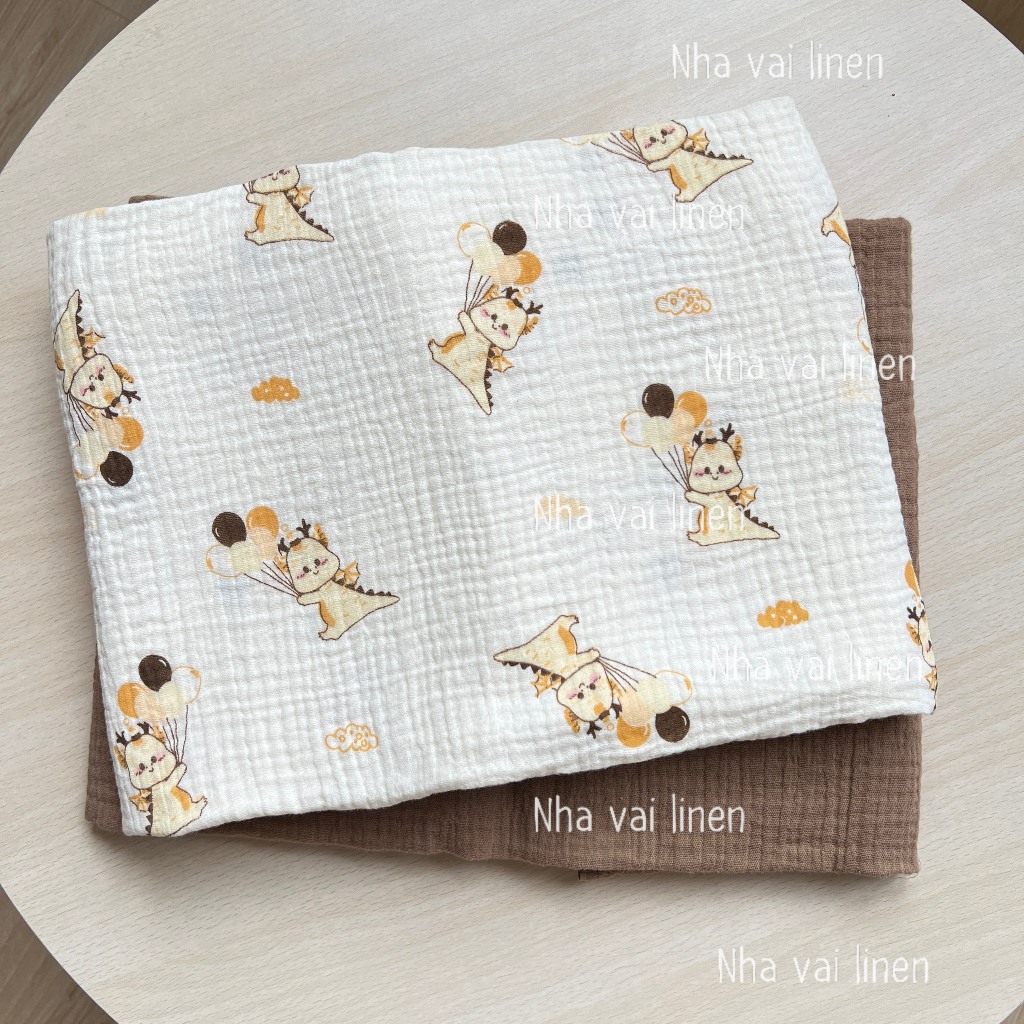 Vải xô muslin cao cấp 2 lớp hoạ tiết rồng ôm bóng mềm mịn thấm hút mồ hôi - Nhà vải linen