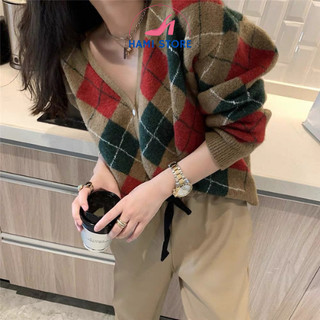 Áo Len Cardigan Nữ Hàn Quốc Với Chất Liệu Len Mềm Mại Dáng Ngắn Cực Xinh 2 Màu : Xanh , Đỏ Hàng Free Size SHOP HAMI AC01