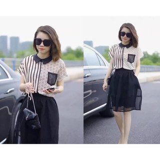 Bộ đồ nữ công sở - set chân váy kèm áo sơ mi công sở lalady
