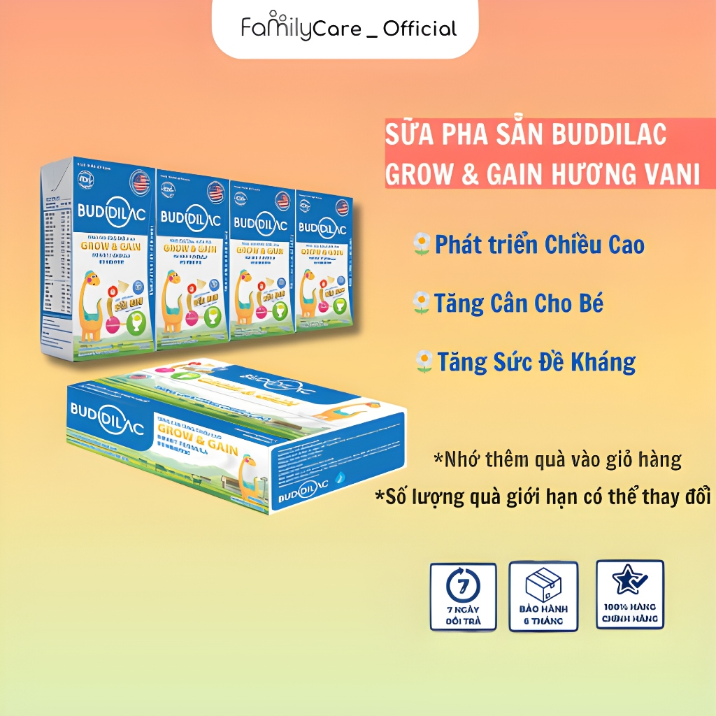 Sữa Công Thức Pha Sẵn Buddilac Grow & Gain – Giúp Tăng Cân, Tăng Chiều Cao cho bé trên 1 tuổi