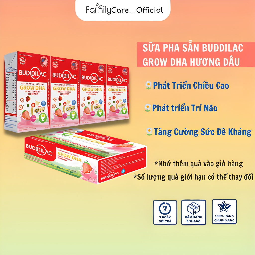 Sữa Pha Sẵn Buddilac Grow DHA - Phát Triển Chiều Cao, Trí Não Cho Bé Trên 1 Tuổi