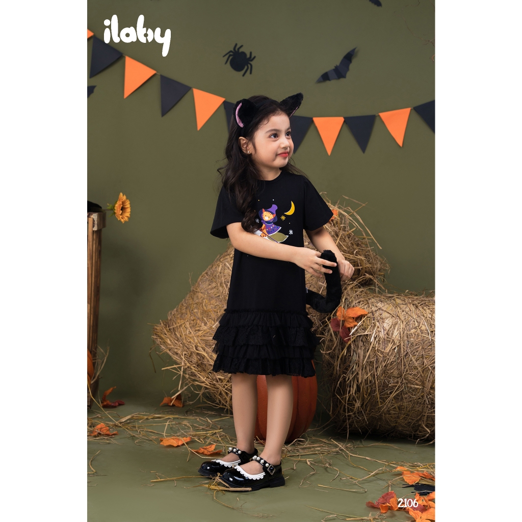 Váy phù thủy bé gái ILABY đuôi cá phối ren chất liệu thun cotton co dãn 4 chiều phối ren thấm hút mồ hôi