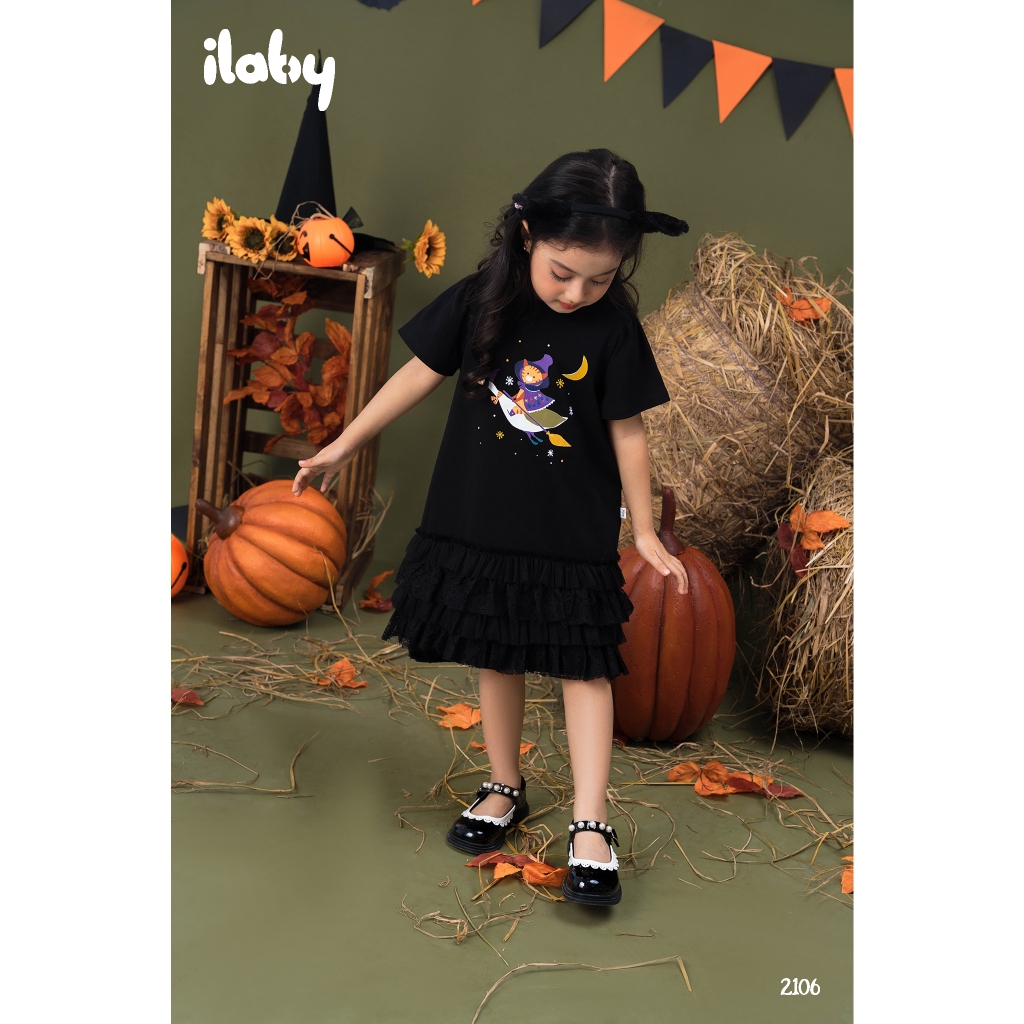 Váy phù thủy bé gái ILABY đuôi cá phối ren chất liệu thun cotton co dãn 4 chiều phối ren thấm hút mồ hôi
