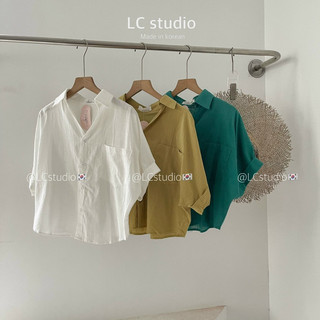 [Ảnh thật shop chụp] Áo sơmi thô cổ tim dáng lửng