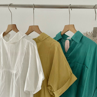 [Ảnh thật shop chụp] Áo sơmi thô cổ tim dáng lửng