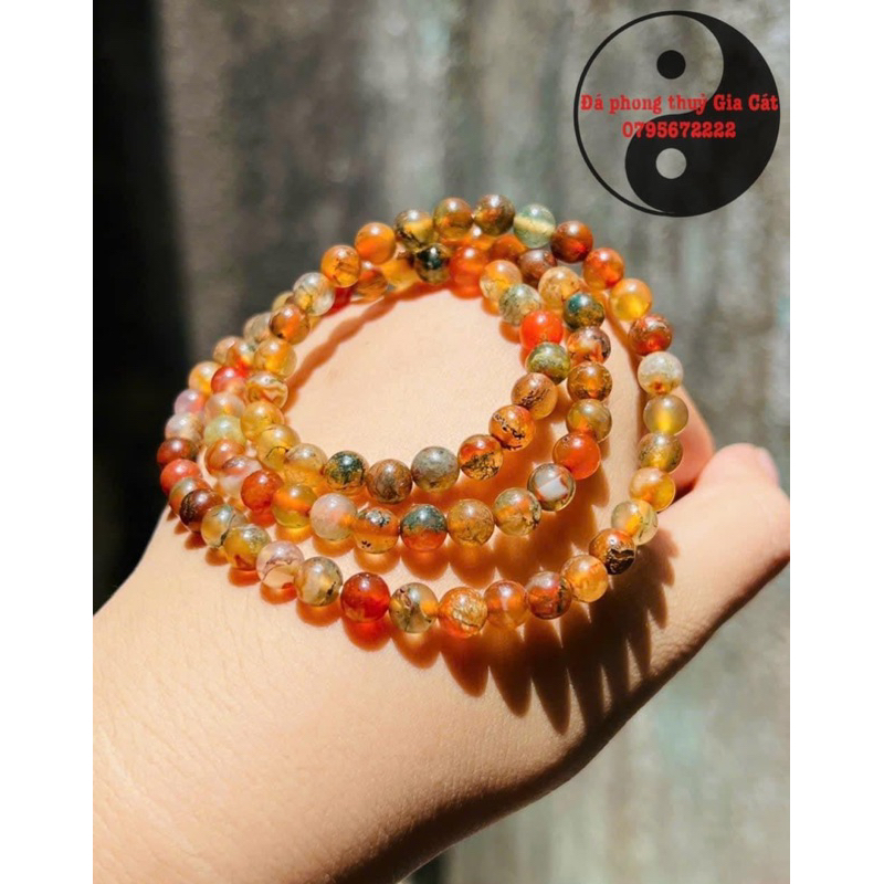 Vòng tay đá mã não rêu thuỷ tảo siêu đẹp  có kiểm định