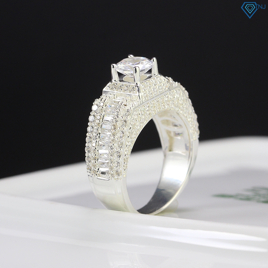 Nhẫn bạc nam đính đá Cubic Zirconia sang trọng, trang sức bạc 925 phong cách đơn giản NNA0456 - Trang Sức TNJ