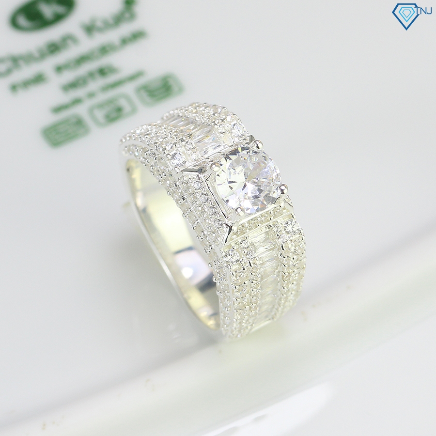 Nhẫn bạc nam đính đá Cubic Zirconia sang trọng, trang sức bạc 925 phong cách đơn giản NNA0456 - Trang Sức TNJ